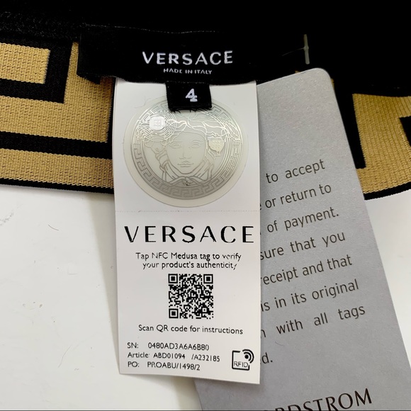 Versace Bralette Greca Border Stretch Cotton Bra Black and Gold 38 NWT - Picture 9 of 11